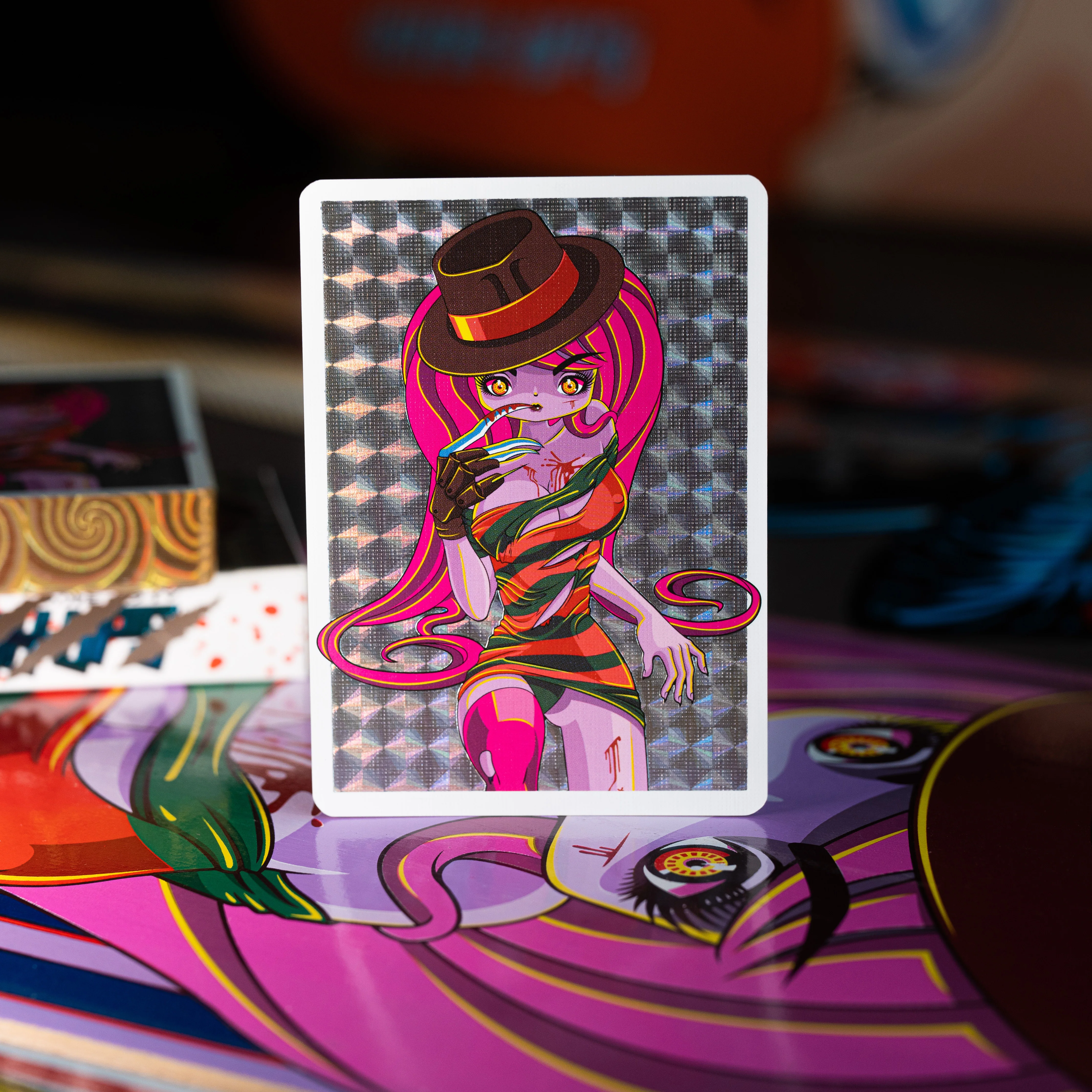 SIGNED WITH BLOOD SPLATTER TRICK OR TREAT PLAYING CARDS *BLIND PACKS* - Image 33